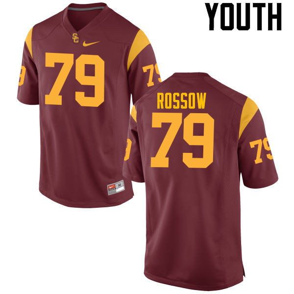 Youth #79 Connor Rossow USC Trojans College Football Jerseys-Cardinal
